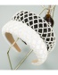 Fashion White Grid Pearl Water Sponge Wide Side Hair Band