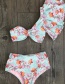 Fashion Flowers Printed Ruffled Split Swimsuit