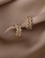 Fashion A Gold Color Double Wave Lightning Ripple Earrings