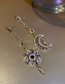 Fashion Silver Color Needle-star And Moon Asymmetry Stars And Moon Long Asymmetrical Diamond Earrings