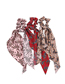 Fashion Red Cashew Flower Ribbon Fabric Silk Scarf Large Intestine Hair Tie