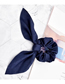 Fashion Navy Blue Pure Color Silk Scarf Fabric Knotted Hair Tie