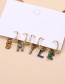 Fashion Color Set Of 5 Copper Inlaid Zircon Letter Earrings