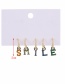 Fashion Color Set Of 5 Copper Inlaid Zircon Letter Earrings
