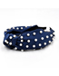 Fashion Navy Pure Color Headband Full Of Pearl Fabric Knotted