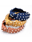 Fashion Khaki Pure Color Headband Full Of Pearl Fabric Knotted