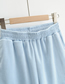 Fashion Blue Solid Color Loose Side Slit Shorts