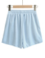 Fashion Blue Solid Color Loose Side Slit Shorts