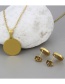 Fashion F Gold Letter Shell Titanium Steel Necklace And Earring Set