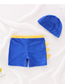 Fashion Digusda Blue Dinosaur + Hat Childrens Cartoon Pattern Swimming Trunks Boxer Swimming Trunks + Swimming Cap Swimming Suit