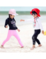 Fashion Black + Pink Suit Childrens Long-sleeved Sunscreen Split Swimsuit Suit