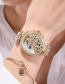 Fashion Between Gold Color Leopard Full Diamond British Steel Band Watch