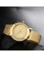 Fashion Gold Color Bilateral Diamond Mesh Strap Watch