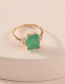 Fashion Green Rectangle Glass Copper Zircon Ring