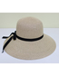 Fashion Strap-beige Foldable Bow Sunscreen Straw Hat