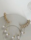Fashion White Pearl Diamond-studded Pearl Tassel Ear Bone Clip