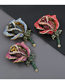 Fashion Blue Alloy Rose Brooch With Diamonds