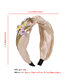 Fashion Beige Fabric Hit With Gold And Diamond Flower Headband