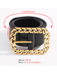 Fashion Golden Rounded Square Pu Alloy Geometric Shape Belt