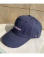 Fashion Navy Visor Letters Embroidered Soft Top Baseball Cap