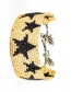 Fashion Gold Color Rice Beads Braided Five-pointed Star Rivet Beaded Crystal Multi-layer Bracelet