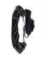Fashion Black Beads Rice Beads Braided Five-pointed Star Rivet Beaded Crystal Multi-layer Bracelet