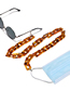 Fashion Amber Rectangular Acrylic Leopard Print Glasses Chain