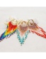 Fashion Blue Rice Bead Woven Rainbow Tassel Beaded Earrings