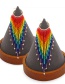 Fashion Orange Rice Bead Woven Rainbow Tassel Beaded Earrings