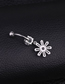Fashion White Stainless Steel Zircon Sun Flower Belly Button Nail (1pcs)