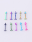 Fashion Pointed Lip Nails (mixed Color 10 Pcs/set) Painted Pointed Cone Stainless Steel Lip Nails (1pcs)