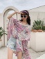 Fashion Pink Flowers Cotton And Linen Thin Sunscreen Shawl Silk Scarf