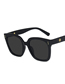 Fashion Bright Black All Gray-gold Square Cutout Sunglasses