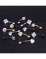 Fashion Round Steel Color Peach Heart Five-pointed Star Square Round Stainless Steel Zircon Belly Button Nail (1pcs)