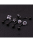 Fashion Five-pointed Star Black Peach Heart Five-pointed Star Square Round Stainless Steel Zircon Belly Button Nail (1pcs)