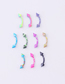 Fashion Pointed Eyebrow Nails (10 Colors/set) Painted Water Grain Pointed Cone Stainless Steel Piercing Jewelry (1pcs)