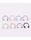 Fashion Spherical Horseshoe Ring (8 Colors/set) Stainless Steel Paint C-shaped Round Lip Ring