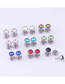 Fashion Colorful Inlaid Crystal Dumbbell Stainless Steel Earrings