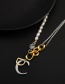Fashion Two-color Letter D Stitching Pearl Necklace