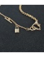 Fashion Golden Alloy Lock Pendant Heart Shape Keychain Necklace