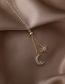 Fashion Silver Zircon Star Moon Tassel Necklace
