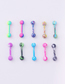 Fashion Ear Bone Nails (mixed Color 10 Pcs/set) Painted Water Grain Stainless Steel Earrings (1pcs)