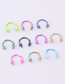 Fashion Water Pattern Pointed Cone Horseshoe Ring (mixed Color 10 / Set) Painted Water Grain Pointed Cone C Type Stainless Steel Piercing Jewelry