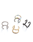 Fashion Golden Rhinestone Non-pierced Stainless Steel Double C Cartilage Piercing Jewelry