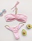 Fashion Pink Solid Color Chain Strap Split Swimsuit
