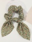 Fashion Green Floral Fabric Bow Tie Hair Tie