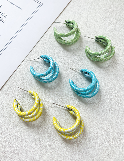 Fashion Green Alloy Pattern Multilayer C-shaped Earrings