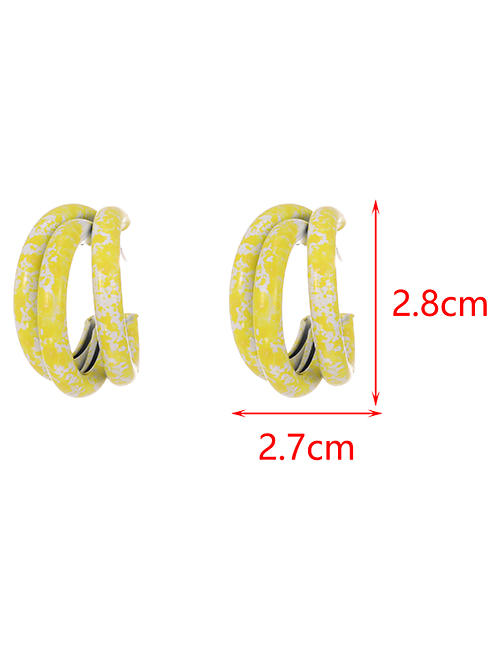 Fashion Yellow Alloy Pattern Multilayer C-shaped Earrings
