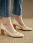 Fashion Creamy-white Square Toe Shallow Mouth High Heel Chunky Heel Shoes