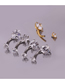 Fashion Golden Square Stainless Steel Zircon Belly Button Nail (1pcs)